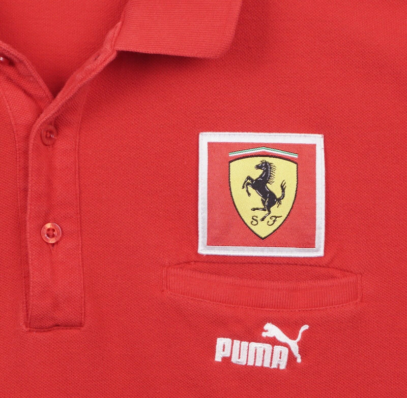 Puma Ferrari Men's Sz 2XL Racing Solid Red Patches Logo F1 Team Polo Shirt