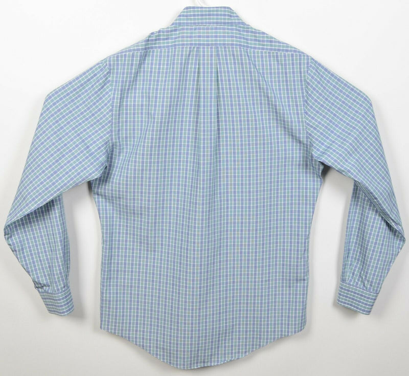 Brooks Brothers Men's Medium Non-Iron Blue Plaid Regent Button-Down Dress Shirt