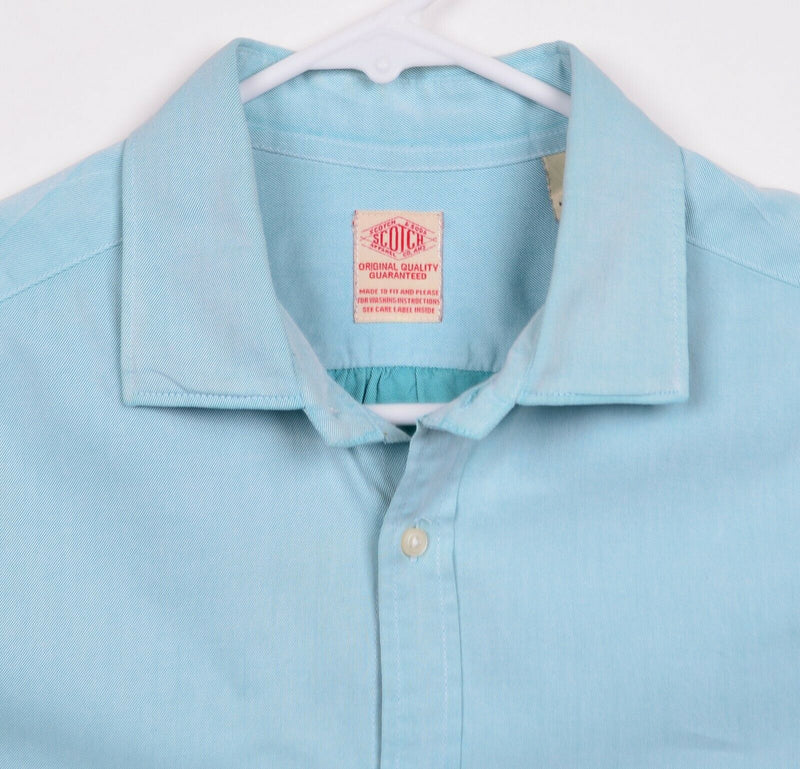 Scotch & Soda Men's Small Light Blue Fabric Print Long Sleeve Button-Front Shirt