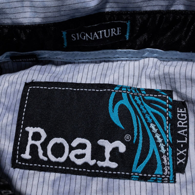 Roar Shirt Mens 2XL Button-Up Long Sleeve Blue Distressed Tribal Cross Signature