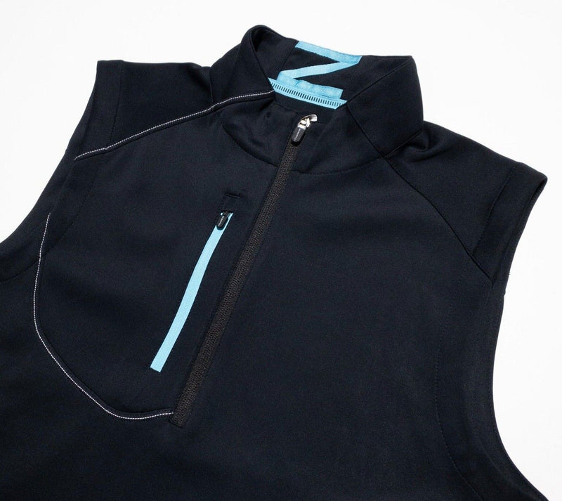 Zero Restriction Vest Men's Medium Golf Half-Zip Pullover Tour Series Black Aqua