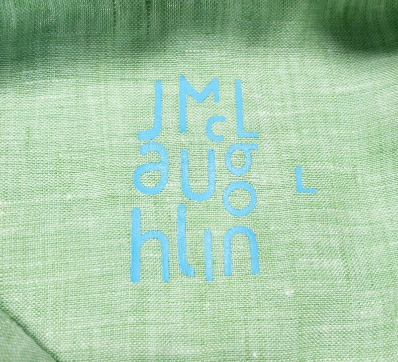 J. McLaughlin Linen Shirt Men's Large Solid Green Long Sleeve Button-Front
