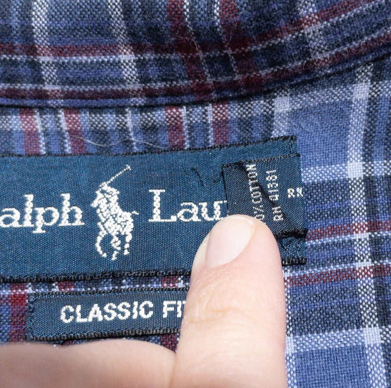Polo Ralph Lauren Shirt Men's LT Large Tall Classic Long Sleeve Blue Red Plaid