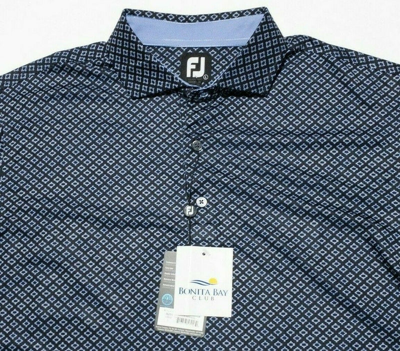 FootJoy Golf Shirt Large Men's Polo Lisle Ogee Print Spread Collar Bonita Bay