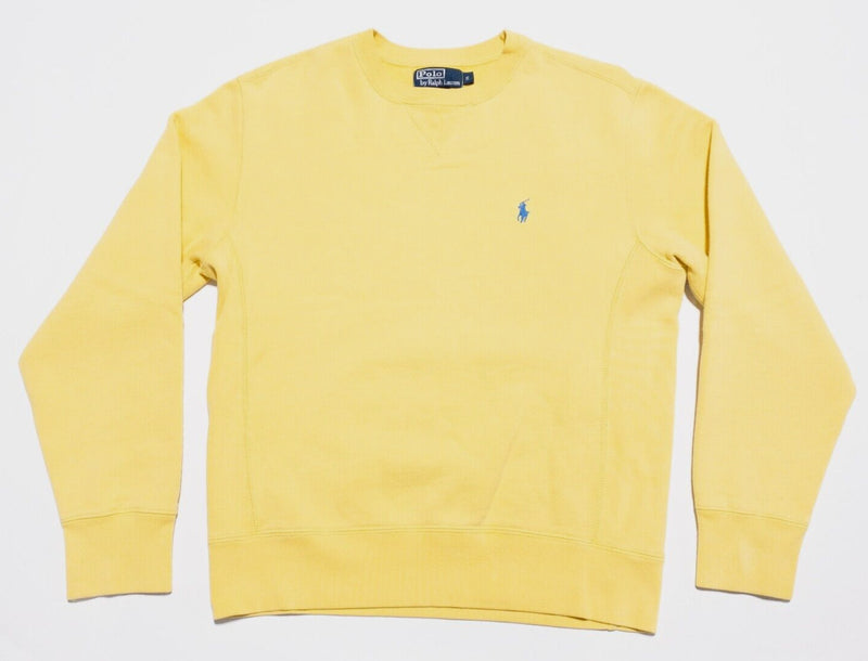 Polo Ralph Lauren Sweatshirt Mens Small Yellow Crewneck Pullover Pony Preppy 90s