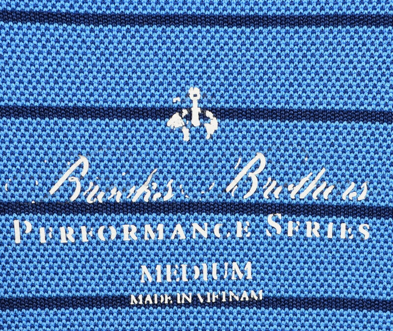 Brooks Brothers Performance Series Men's Medium Blue Striped Wicking Polo Shirt