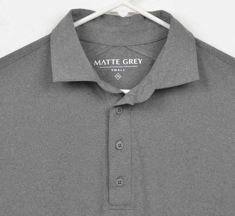 Matte Grey Men's Small Heather Gray Polyester Spandex Wicking Golf Polo Shirt