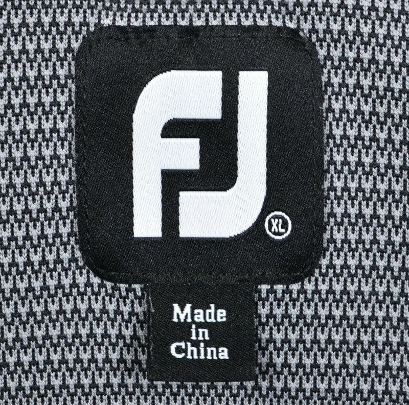 FootJoy Men's XL Gray Black Geometric FJ Golf Wicking Performance Polo Shirt