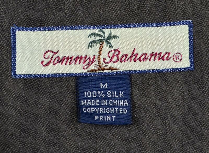 Tommy Bahama Men's Medium 100% Silk Palm Tree Floral Hawaiian Aloha Camp Shirt