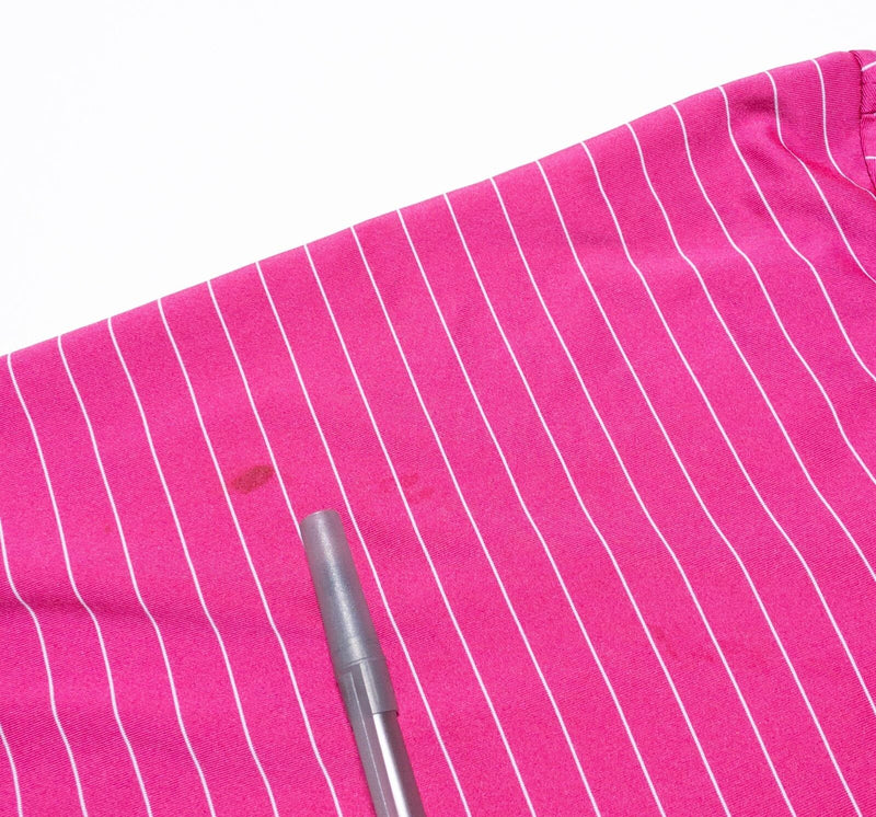 FootJoy Golf Shirt Men's Large Hot Pink Striped Wicking Performance Polo