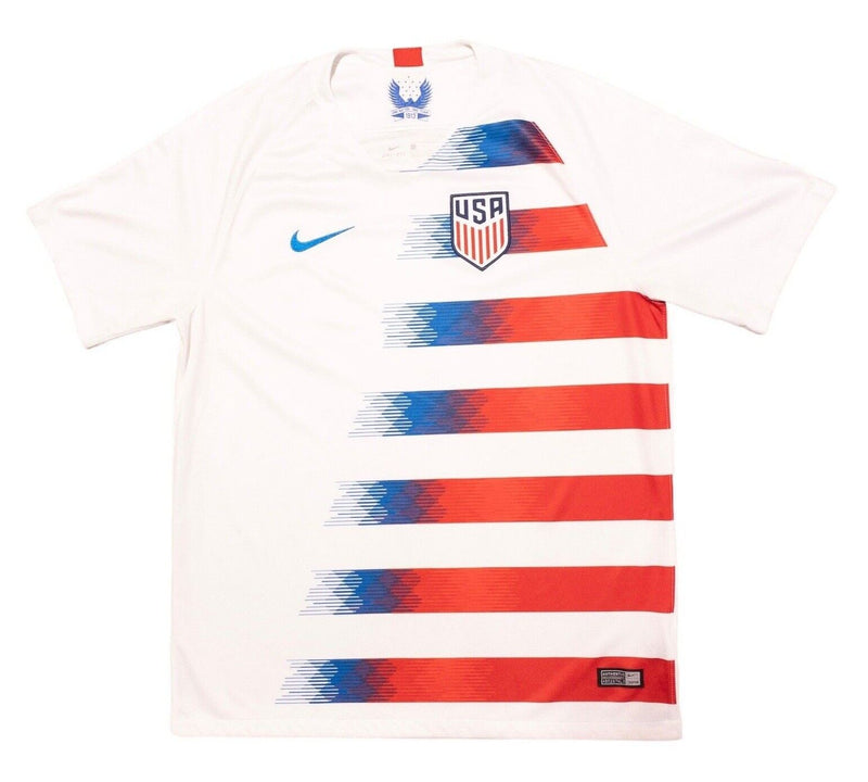 USA Soccer Jersey Large Men's Nike Dri-Fit 2018 USMNT Home White Short Sleeve
