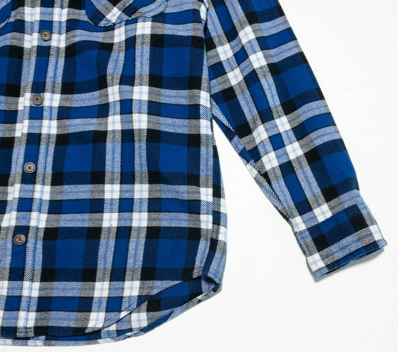 Duluth Trading Co. Men's Burlyweight Flannel Shirt Heavy Blue Plaid Men's Small