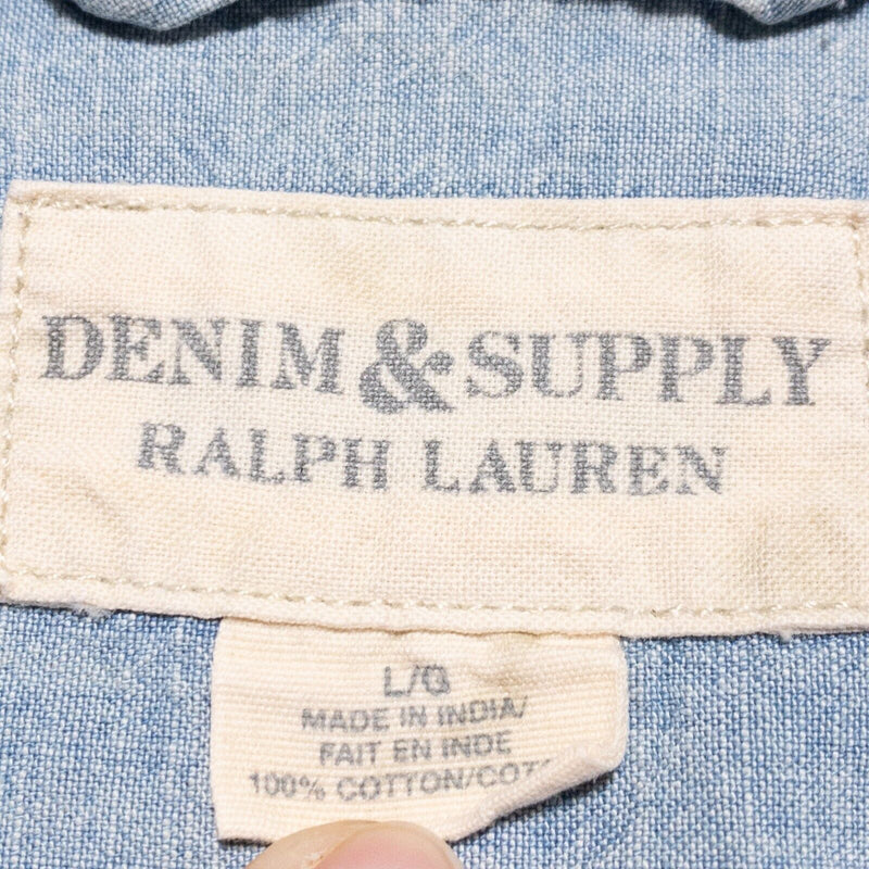 Denim & Supply Ralph Lauren Denim Shirt Men's Large Chambray Blue Long Sleeve