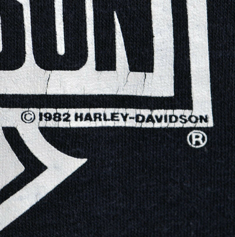 Vintage 80s Harley-Davidson Men's Large? Tiger 3D Wild & Free Black T-Shirt