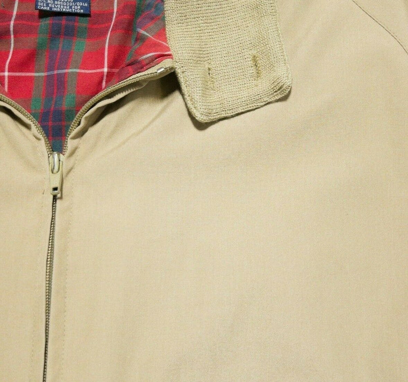 Lands' End Men's XL Flannel Lined Solid Beige Full Zip Bomber Harrington Jacket