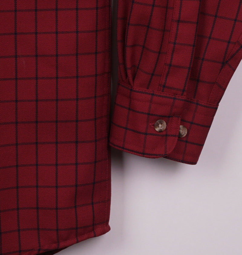 CC Filson Men's Large 100% Wool Red Plaid Long Sleeve Flannel Shirt