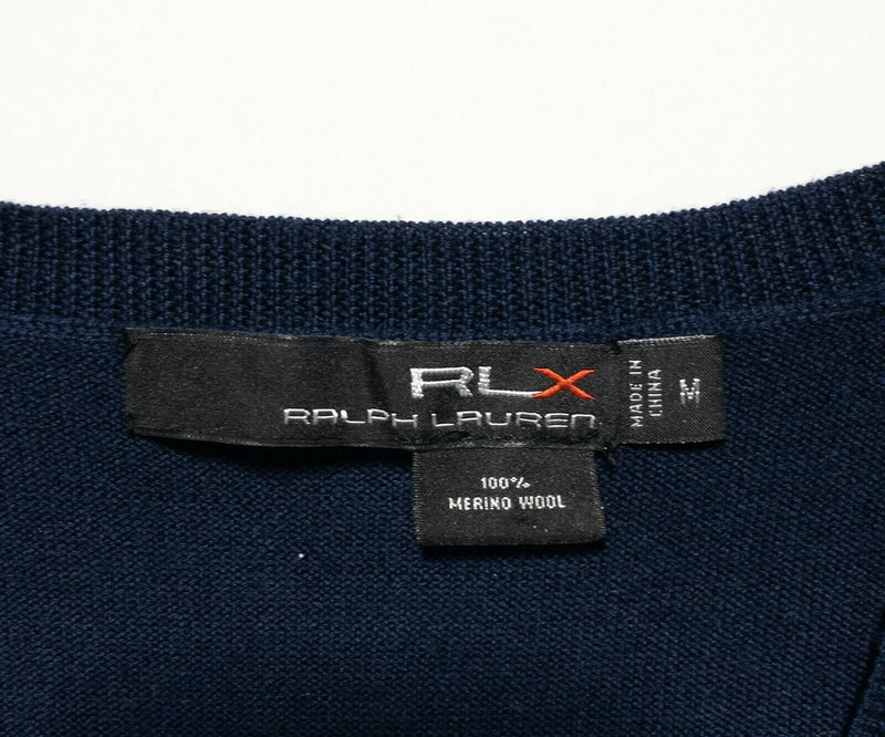 RLX Ralph Lauren Men's Medium Navy Blue V-Neck Wool Knit Golf Sweater Vest