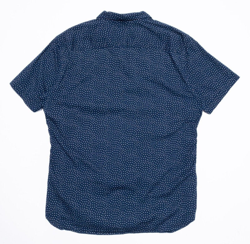 John Varvatos Luxe Shirt Large Men's Blue Geometric Short Sleeve Button-Front