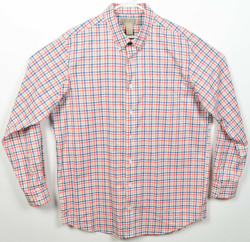 Duluth Trading Co. Men's XLT Trim Fit Orange Blue Check Button-Down Shirt