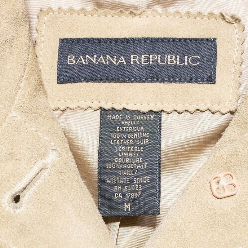 Banana Republic Suede Leather Jacket Women's Medium Beige Tan Button-Up Collared