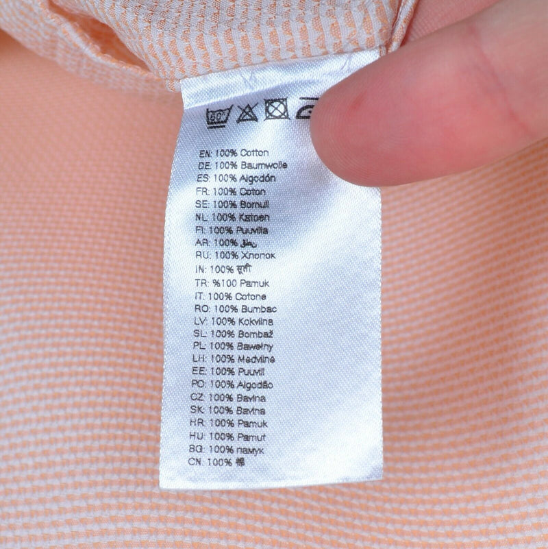 Eton Men's 17/43 Slim Solid Orange Long Sleeve Button-Front Dress Shirt