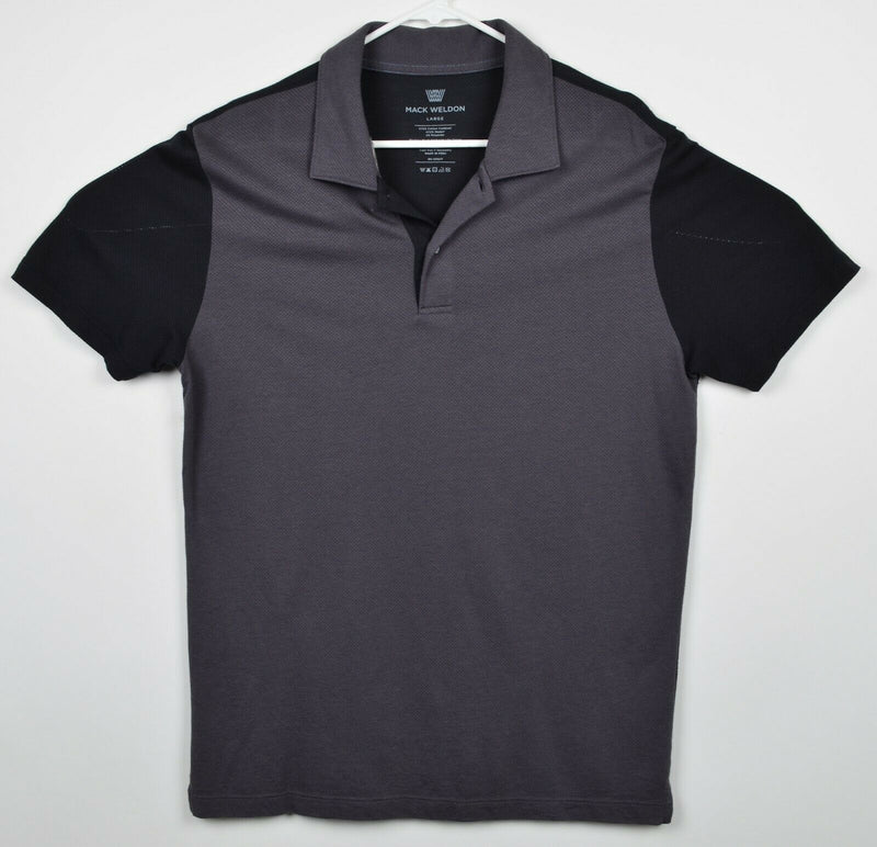 Mack Weldon Men's Large Gray Black Combed Cotton Modal Blend Polo Shirt