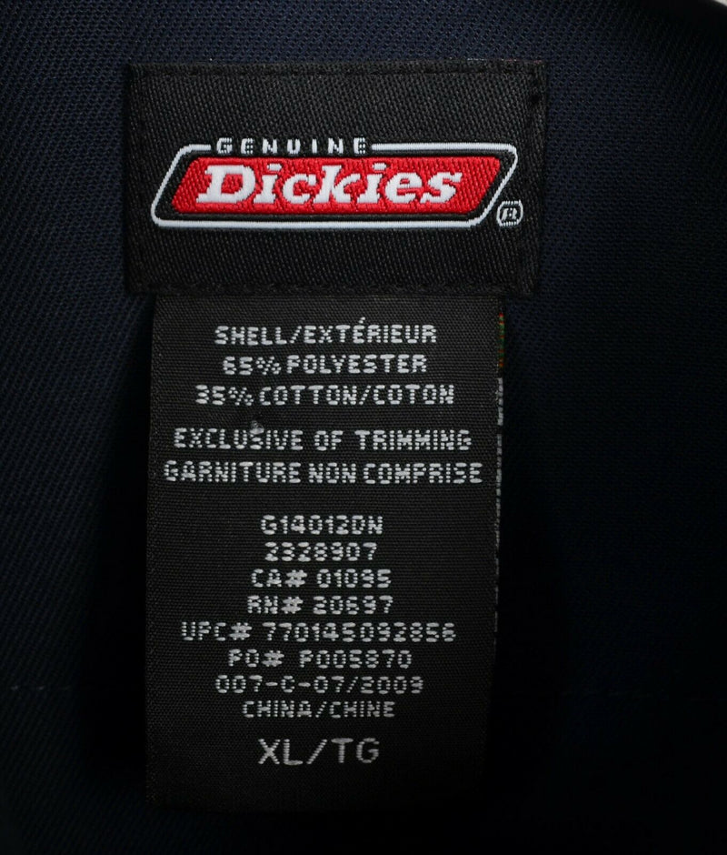 Dickies Men's XL Pearl Snap Solid Navy Blue Workwear Western Rockabilly Shirt