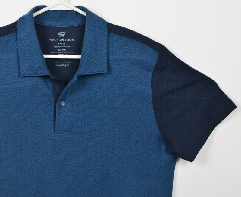 Mack Weldon Men's Large Blue Cotton Modal Blend Blue Navy Blue Polo Shirt