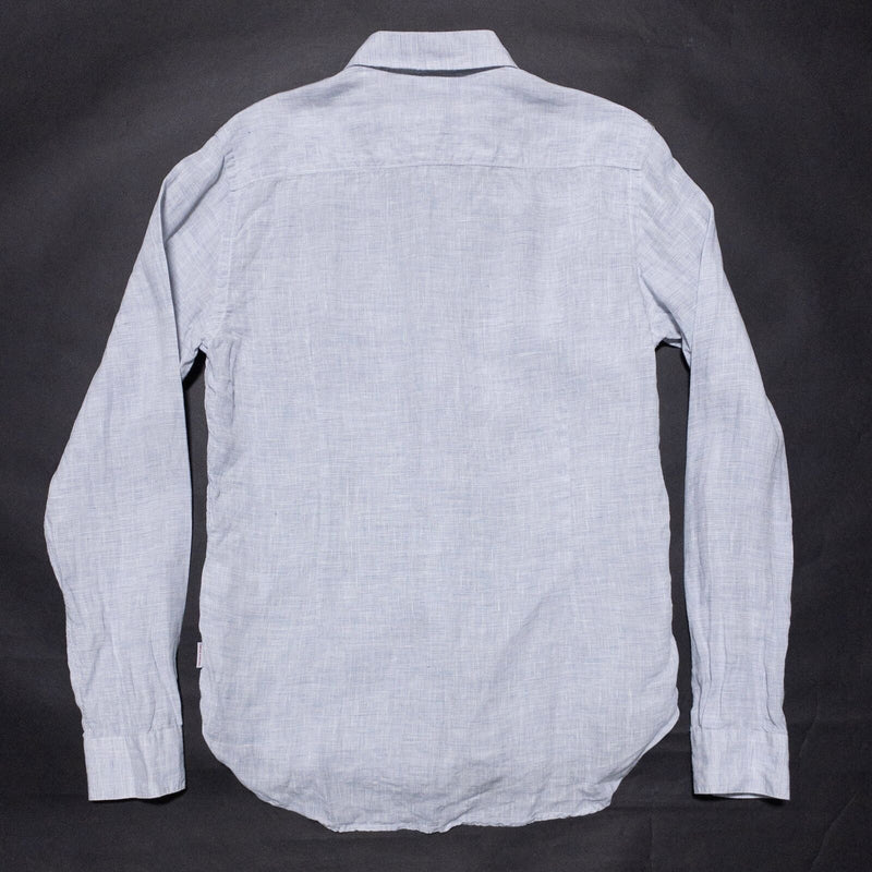 Orlebar Brown Linen Shirt Men's Medium Tailored Fit Button-Up Blue/Gray Morton