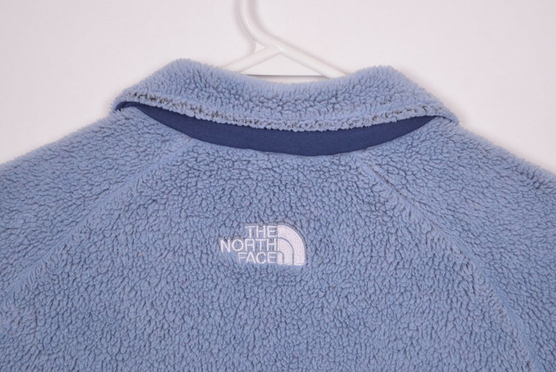 The North Face Women's Sz Medium Fuzzy Fleece Light Blue Full Zip Jacket