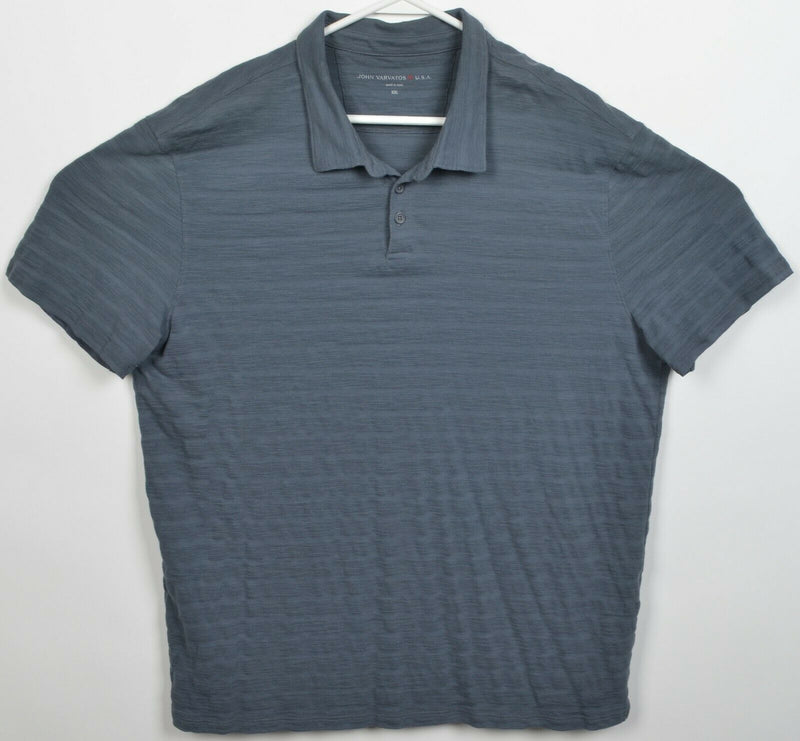 John Varvatos USA Men's 2XL Blue Striped Short Sleeve Designer Polo Shirt