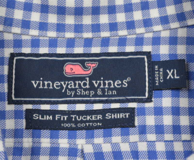 Vineyard Vines Men's XL Slim Fit Tucker Blue Shepherd Check Whale Button Shirt