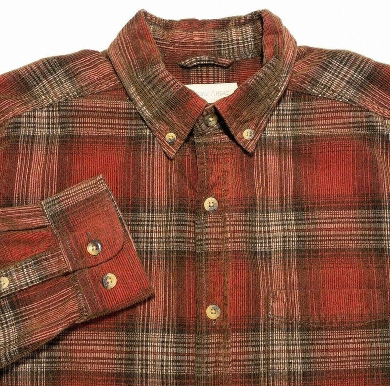 Territory Ahead Corduroy Shirt Medium Men's Red Plaid Long Sleeve Flannel 90s