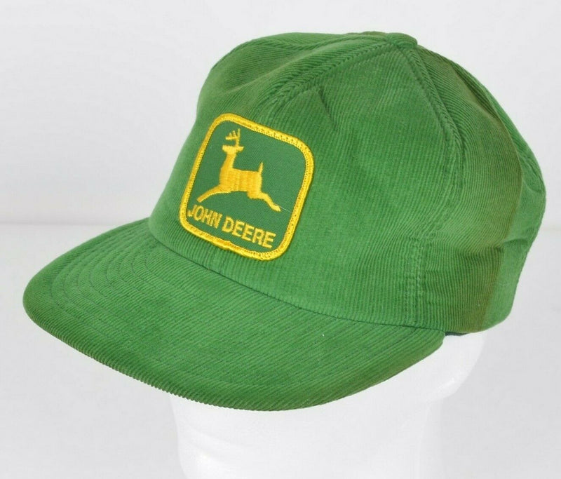 Vtg 70s John Deere Men's Corduroy Green Farmer Snapback Hat Louisville Mfg Co.