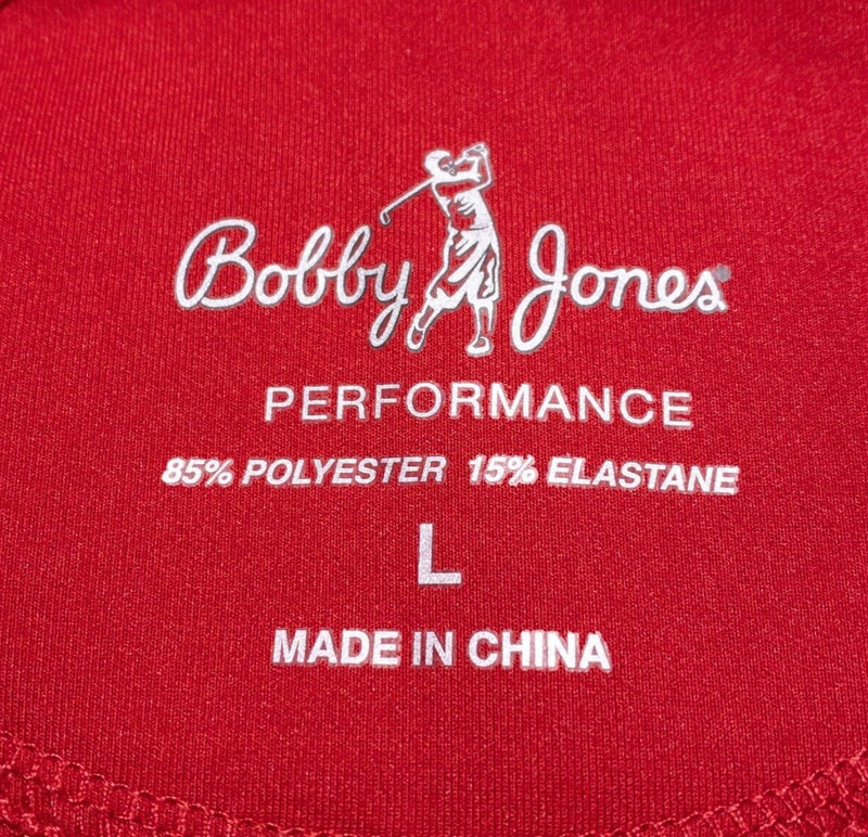 Bobby Jones Jacket Men's Large Performance 1/4 Zip Pullover Red Wicking Stretch