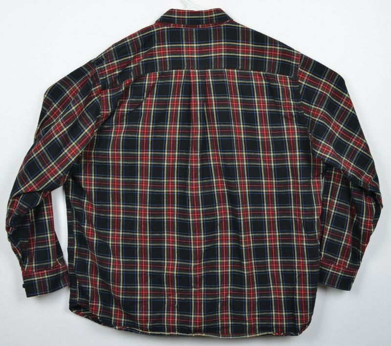 LL Bean Men's XL Regular Fit Red Black Scotch Plaid Button-Down Flannel Shirt