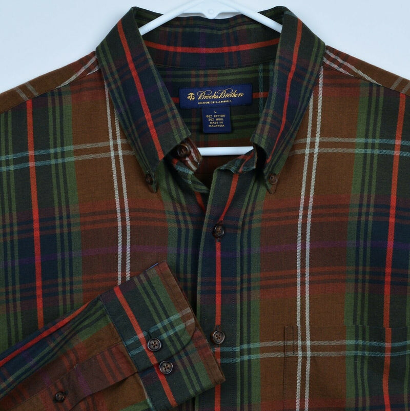 Brooks Brothers Men's Sz Large Brooks Flannel Wool Blend Tartan Plaid Shirt