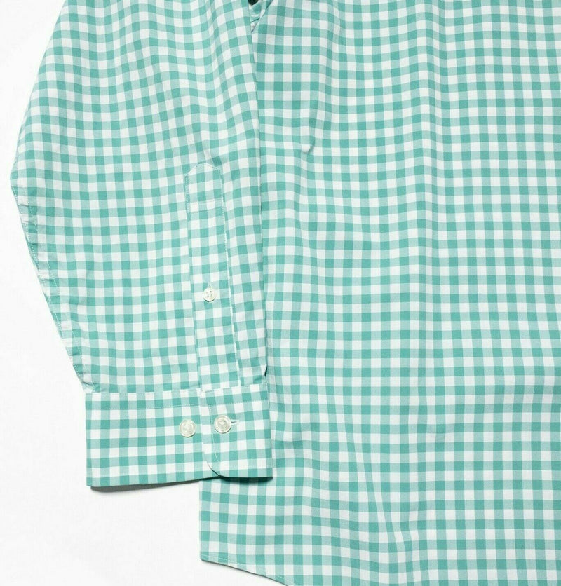 Brooks Brothers Men's 2XL Nylon Blend Wicking Green Gingham Button-Down Shirt