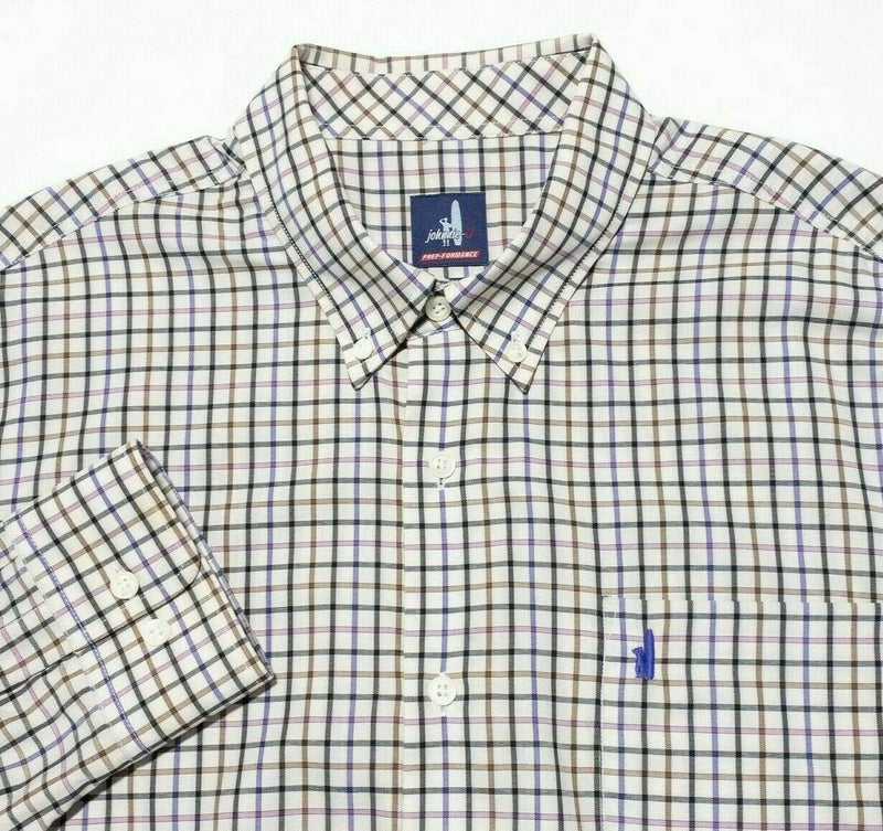 johnnie-O Prep-Formance Men's XL Long Sleeve Nylon Wicking Button Graph Check