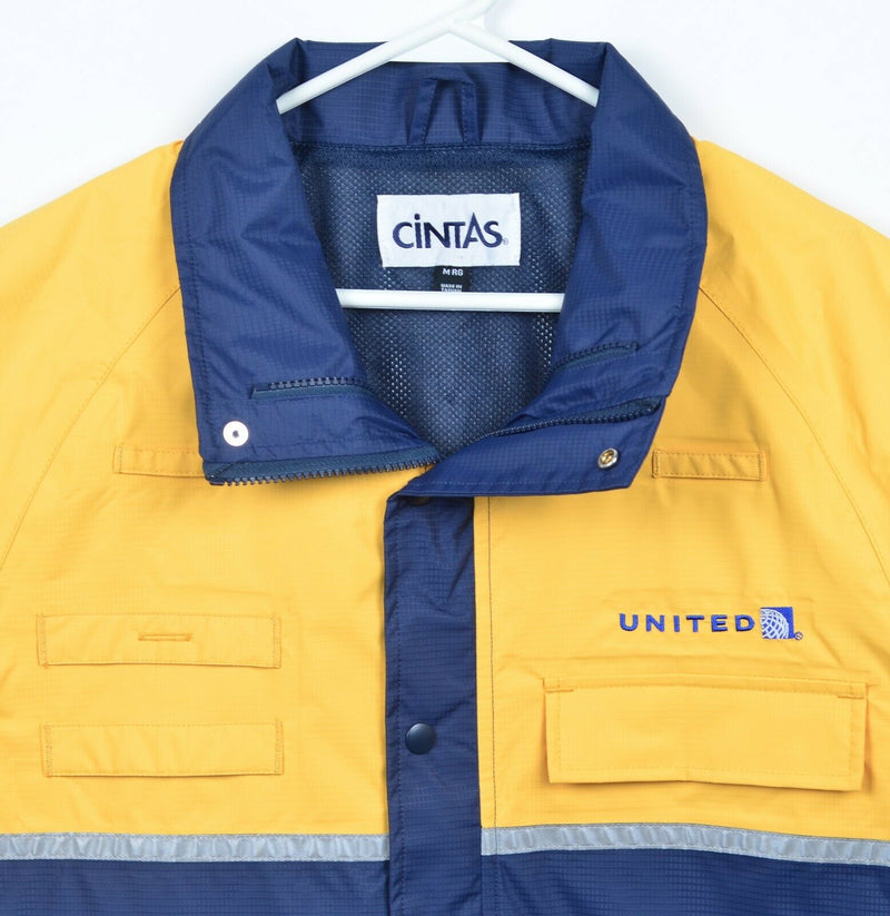 United Airlines Men's Medium Ground Crew Cintas Navy Yellow Uniform Shell Jacket