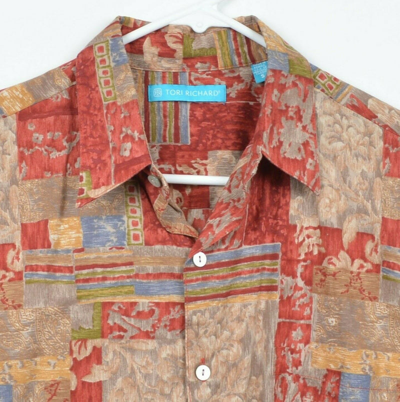 Tori Richard Men's Sz Small Cotton Lawn Floral Geometric Hawaiian Shirt