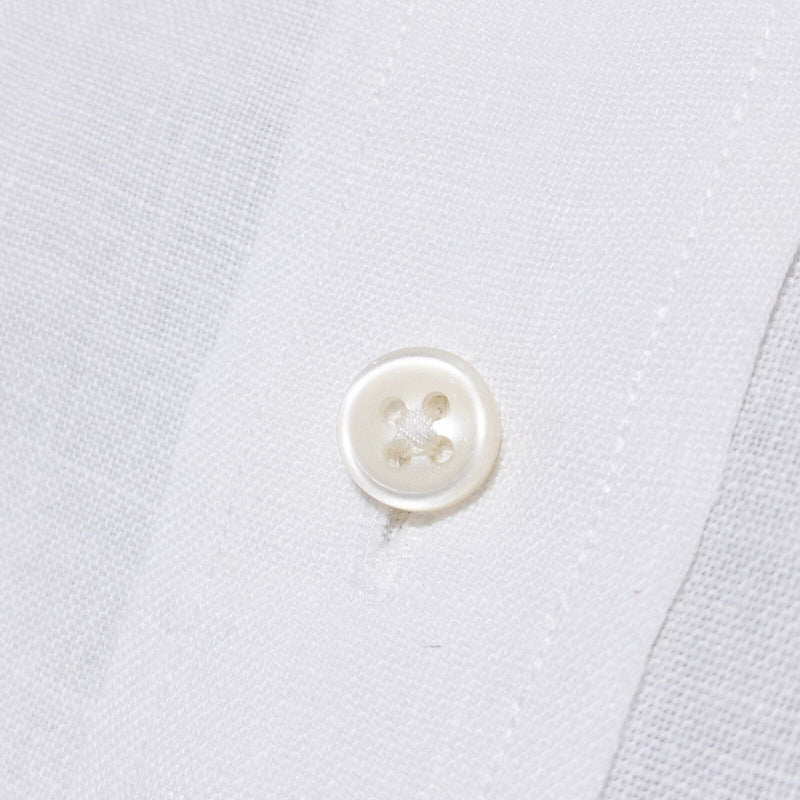 Polo Ralph Lauren Linen Shirt Men Large Solid White Button-Down Long Sleeve Logo