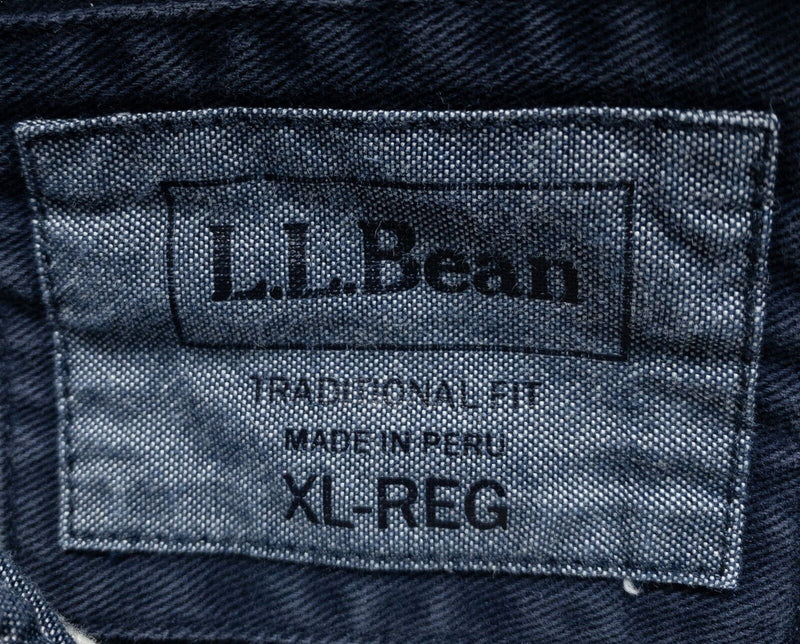 L.L. Bean Rugby Polo XL Men's Shirt Long Sleeve Lakewashed Striped Blue White