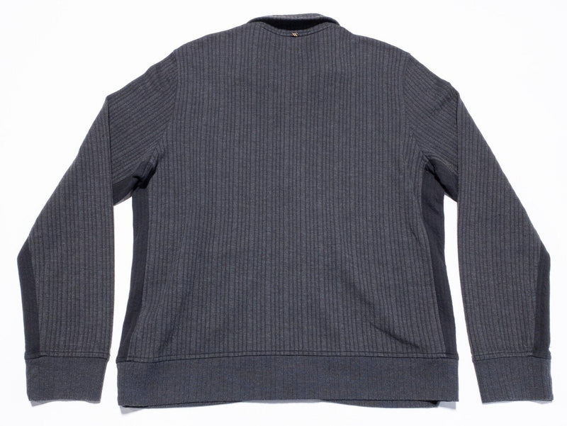Billy Reid Sweater Men's Large Full Zip Sweatshirt Gray Knit Ribbed Mock Neck