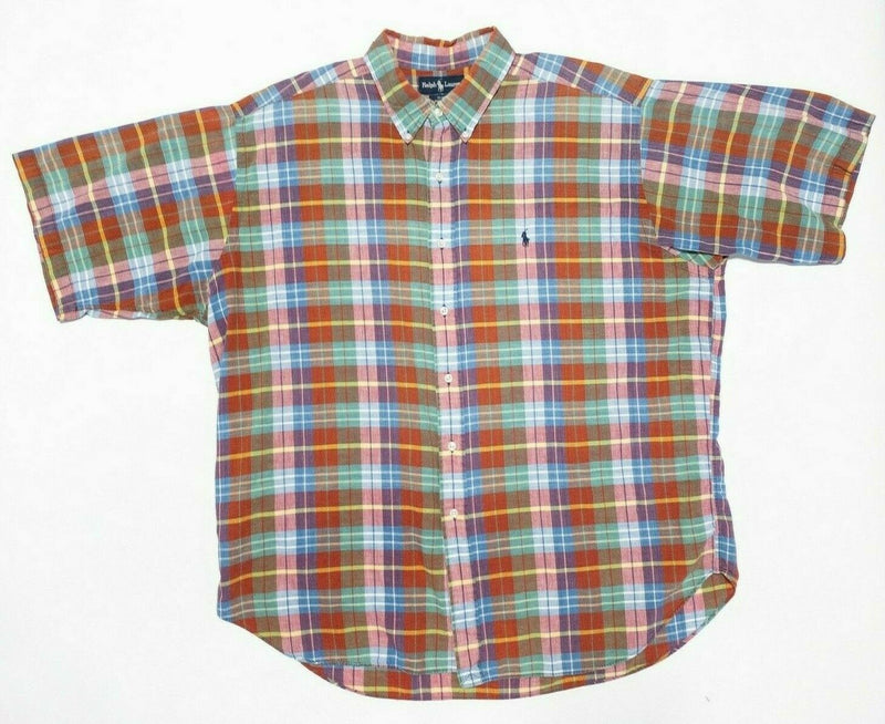 Polo Ralph Lauren Blake Shirt XXL Men's Short Sleeve Indian Madras Colorful 2XL