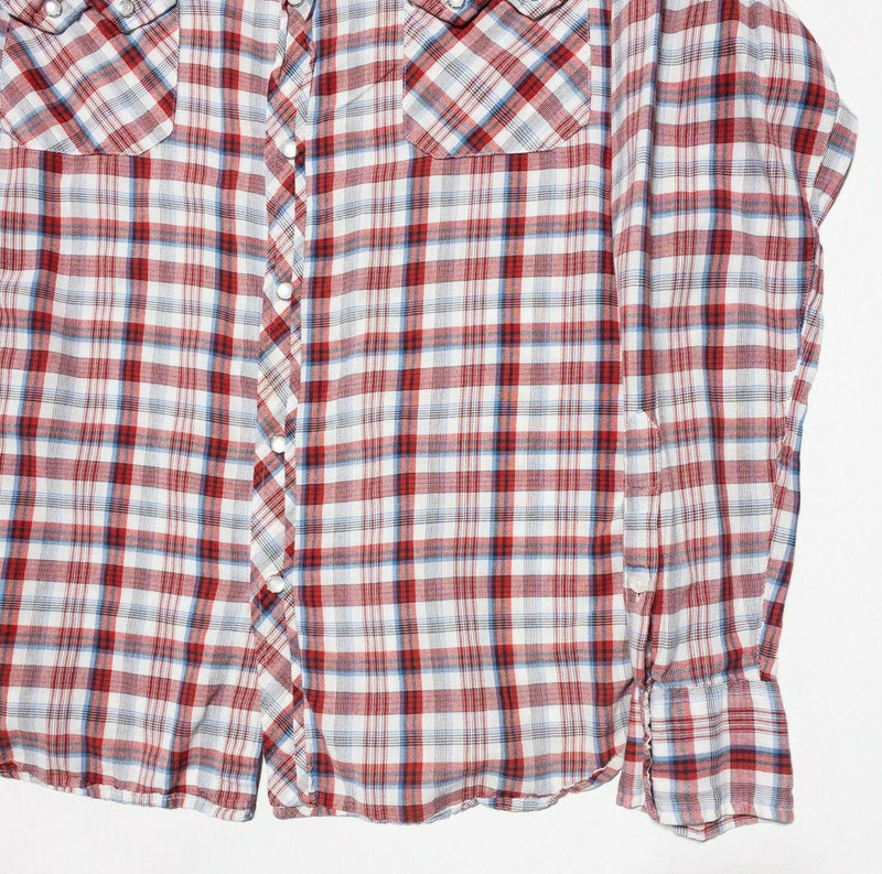 Salt Valley Western Shirt XL Men's Pearl Snap Red Plaid Long Sleeve Rockabilly