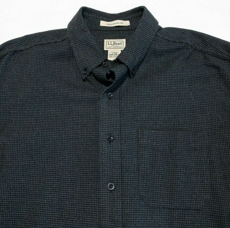 L.L. Bean Men's Wicked Good Flannel Shirt Houndstooth Gray Black Men's Large