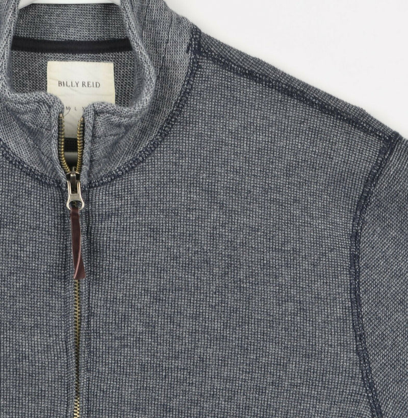 Billy Reid Men's Small Blue/Gray Cotton Poly Blend Full Zip Sweater