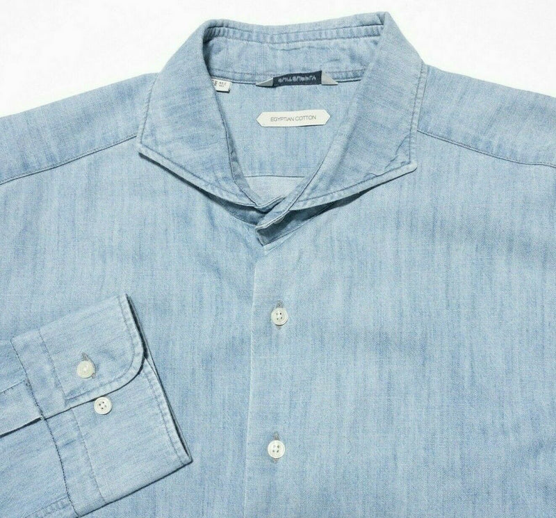 Suitsupply Shirt 16L Dress Shirt Albiate Denim Spread Collar Chambray Shirt 41