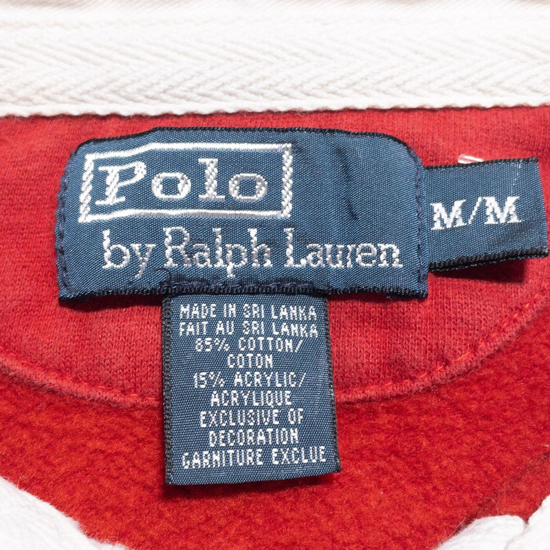 Polo Ralph Lauren Rugby Shirt Men's Medium Vintage 90s Red Striped Preppy Polo